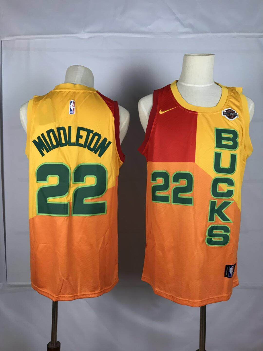 Men Milwaukee Bucks 22 Middleton yellow Nike NBA Jersey